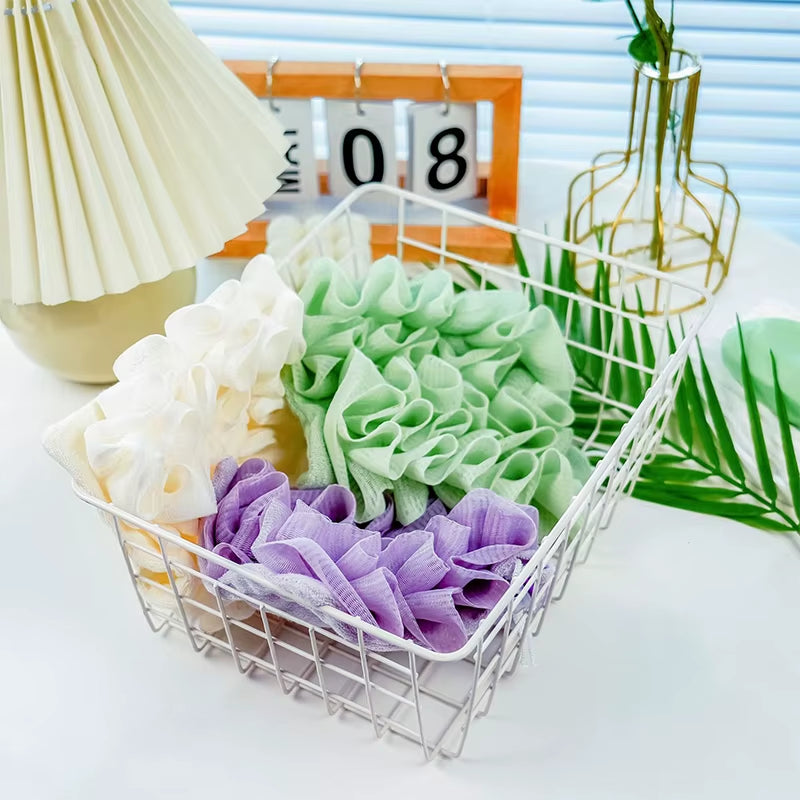 2-In-1 Bath Ball Towel Loofah with Drawstring Closure for Soap Soft Exfoliating Mesh Shower Sponge Skin Care Bathing Tool