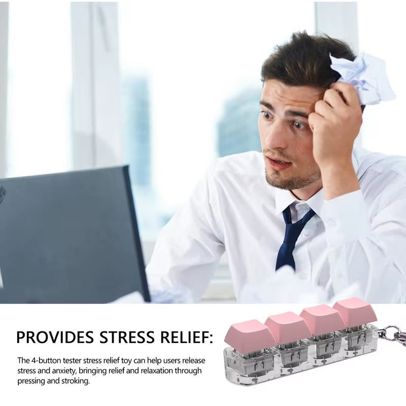 Keyboard Button Fidgets Toy 4-Button Party Stress Relief DIY Fidget Button Keycap Fidget with Sound Light Led Light Stress Toy