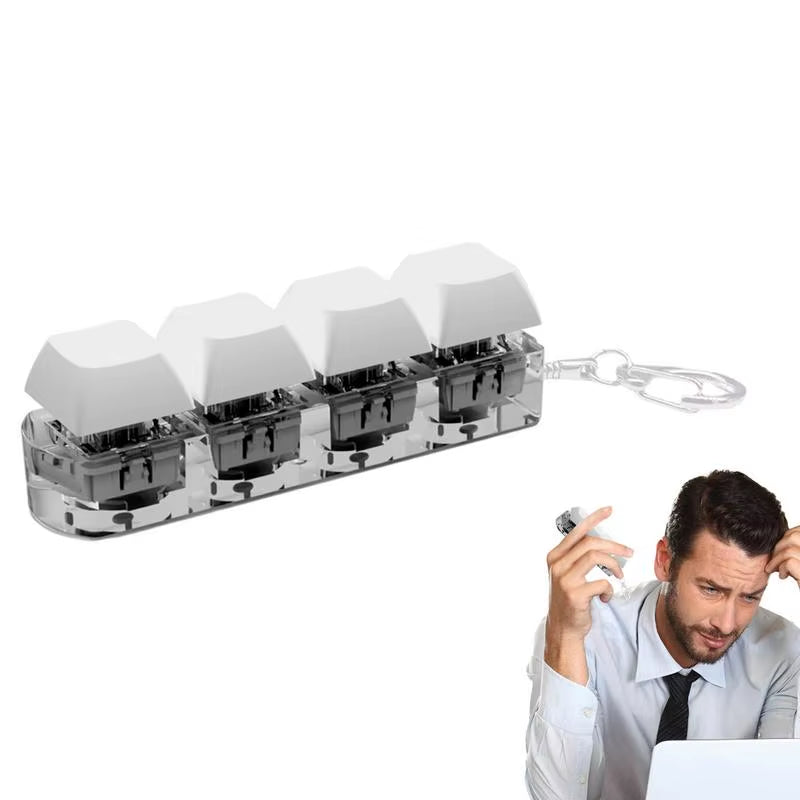 Keyboard Button Fidgets Toy 4-Button Party Stress Relief DIY Fidget Button Keycap Fidget with Sound Light Led Light Stress Toy