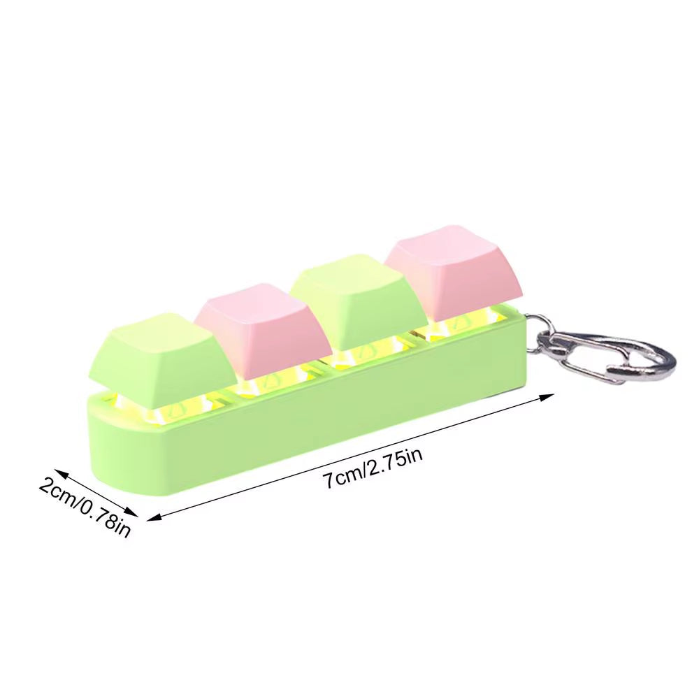 Keyboard Button Fidgets Toy 4-Button Party Stress Relief DIY Fidget Button Keycap Fidget with Sound Light Led Light Stress Toy
