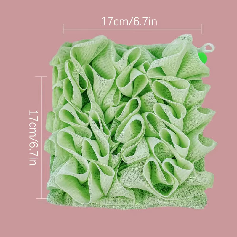 2-In-1 Bath Ball Towel Loofah with Drawstring Closure for Soap Soft Exfoliating Mesh Shower Sponge Skin Care Bathing Tool