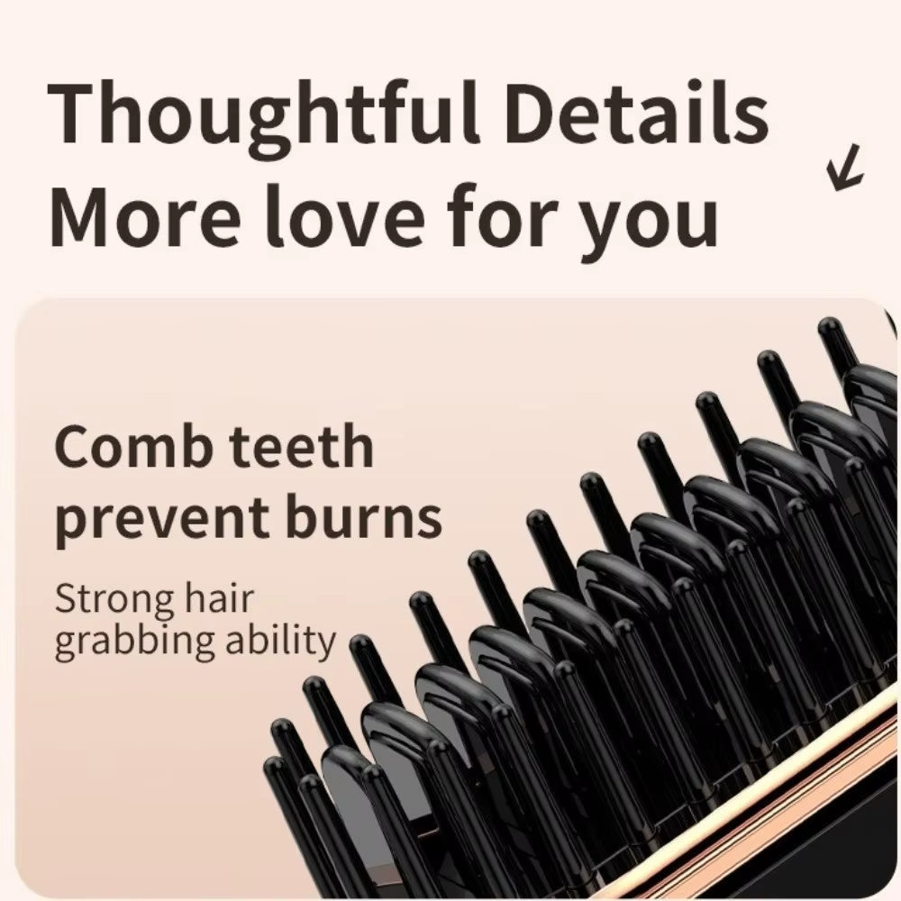Mini Electric Heating Hair Straightener Brush Portable Rechargeable Cordless Hair Straightener Comb Hairdressing Tool