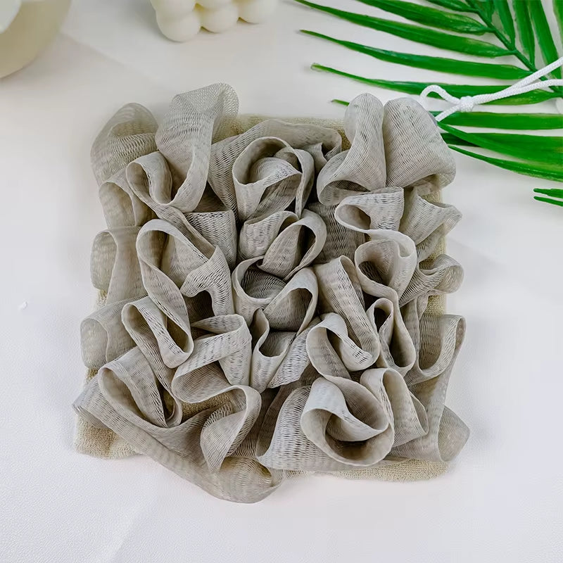 2-In-1 Bath Ball Towel Loofah with Drawstring Closure for Soap Soft Exfoliating Mesh Shower Sponge Skin Care Bathing Tool