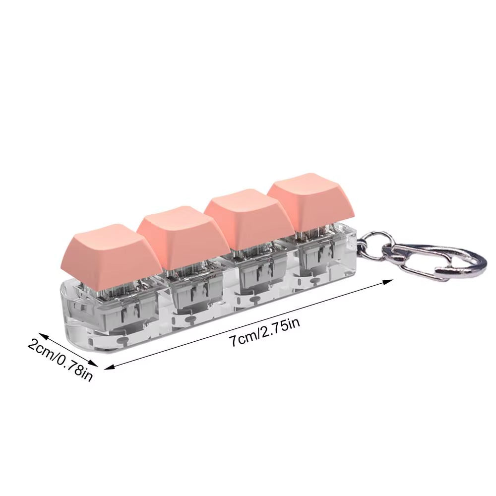 Keyboard Button Fidgets Toy 4-Button Party Stress Relief DIY Fidget Button Keycap Fidget with Sound Light Led Light Stress Toy