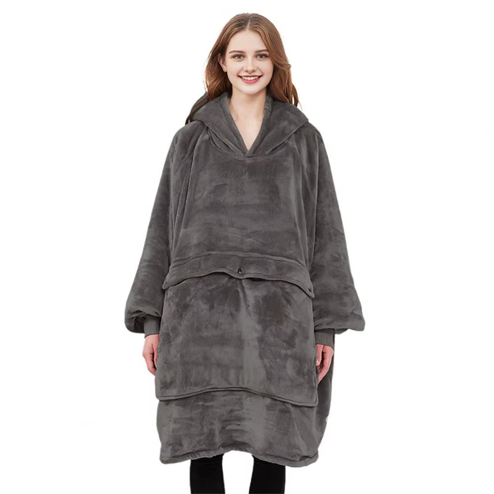 3 Heat Settings Wearable Heated Blanket Flannel Sherpa Heated Blanket Heated Sweatshirt Women Men Electric Heating Wrap Hoodie