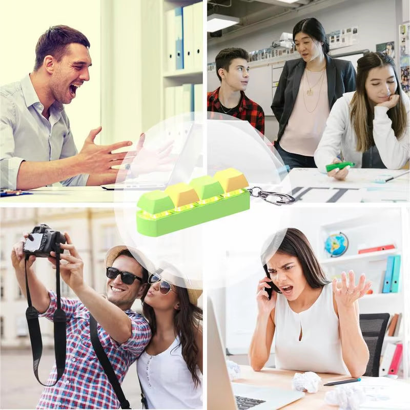 Keyboard Button Fidgets Toy 4-Button Party Stress Relief DIY Fidget Button Keycap Fidget with Sound Light Led Light Stress Toy